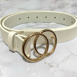 Double O Ring Buckle Leather Belt